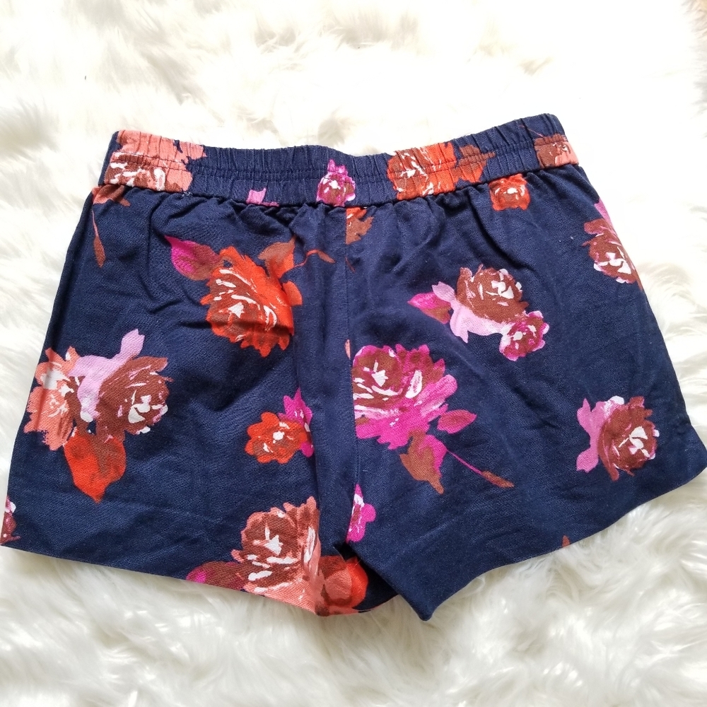 J Crew Factory Linen Blue Floral Shorts 2 - Picture 4 of 5